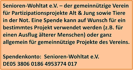 Spendenkonto des Vereins Senioren-Wohltat e.V.