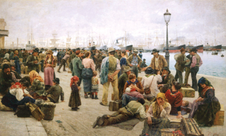 A. Tommasi, “Gli emigranti”, olio su tela, 1895, Galleria nazionale d’arte moderna, Roma