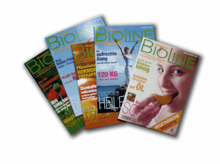 Ab 2001 Bioline-Magazin  Gestaltung, Anzeigensatz, Fotorecherche, Fotografie, Druckvorlagenherstellung