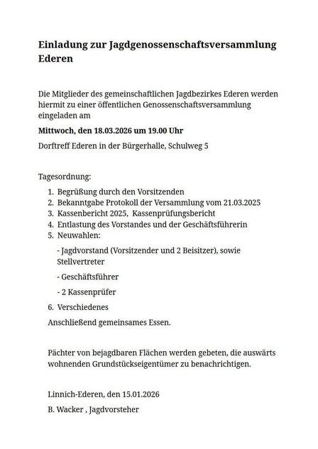 JHV Jagdgenossenschaft Ederen