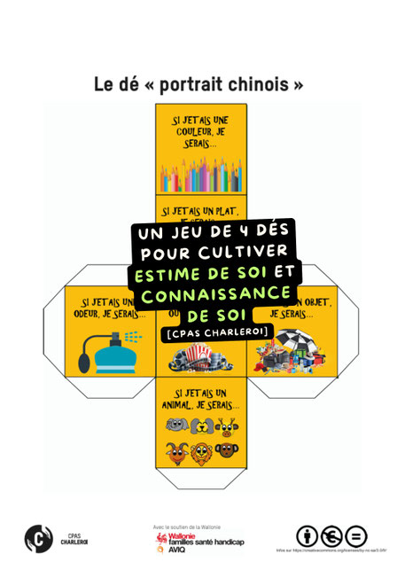 L'estime de soi en 3 D. Jeu de dés CPS. Outil gratuit en PDF. Estime de soi. Connaissance de soi. Appartenance au groupe. Philosophie pour enfants. Compétences psychosociales. CPS. CPAS Charleroi. PDF gratuit.