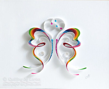 quilling , quilling paper, annyversary, wedding, quilling gift, paper art, art, love, butterfly, love butterflies, love ,for her, etsy, larisa zasadna, design, love heart, hearts, quilling art, quilling paper art