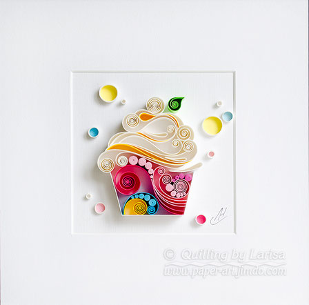 quilling , quilling paper, cupcake, paper cupcake, have a nice day, good mood , tea, cup of tea, quilling gift, paper art, art, tea art, paper coffee art, etsy, larissa zasadna, design,  quilling art, quilling paper art