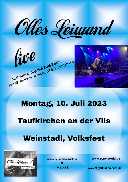 Olles Leiwand beim Volksfest Taufkirchen (Vils) im Weinstadl mit Live Musik aus Österreich (Austropop)