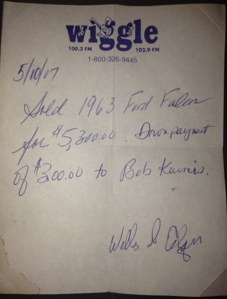 Bill of sale from 5/10/07