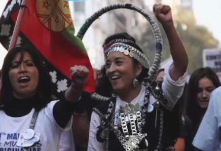 Mapuche-aktivister protesterer imod modekoncernen Benetton