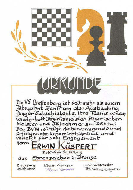 2007, Verleihung der Ehrennadel an Erwin Küspert