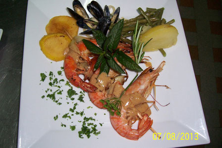 Brochette de gambas à la plancha
