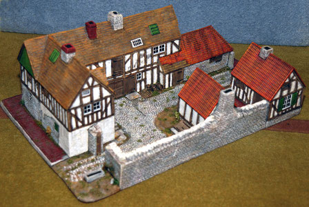 This is not the medieval Langar Hall! This is a model of a medieval fortified manor house by Quality Miniatures.  Click to enlarge the picture.