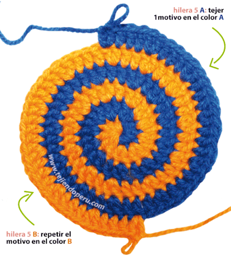 Cómo tejer el punto espiral en dos colores a crochet