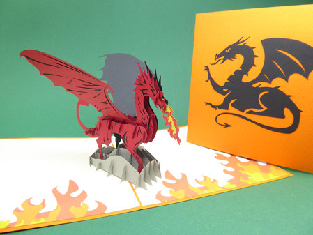 carte pop-up dragon médiéval carte anniversaire garçon