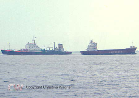 Hopperbagger Nordsee, imo 7504108, auf der Elbe