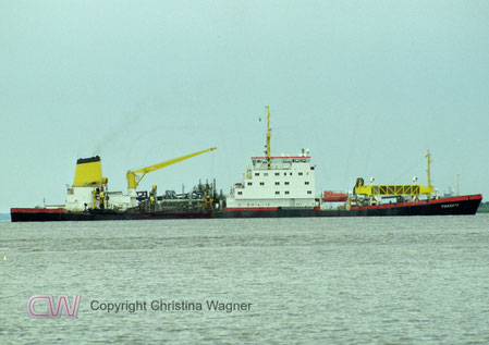Hopperbagger Nordsee, imo: 7504108, auf der Elbe