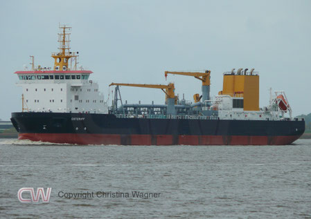 Hopperbagger Osteriff auf Probefahrt