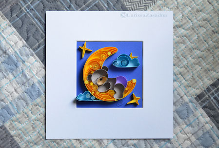quilling , art, paper art, quilling paper art, animals quilling art, quilling bear moon , quilling moon, sweet dreams, kids art, quilling kidsroom, paper,  quilling wall art, artwork, квиллинг, Larissa Zasadna, Лариса Засадная, Квиллинг бумага