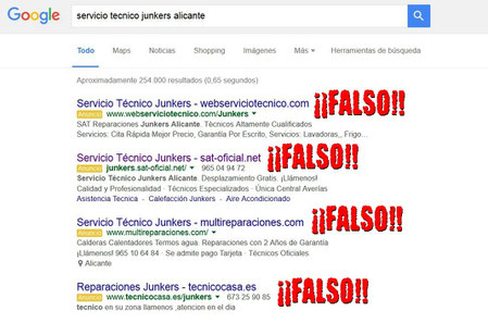 Ejemplo busqueda en Google servicios tecnicos.