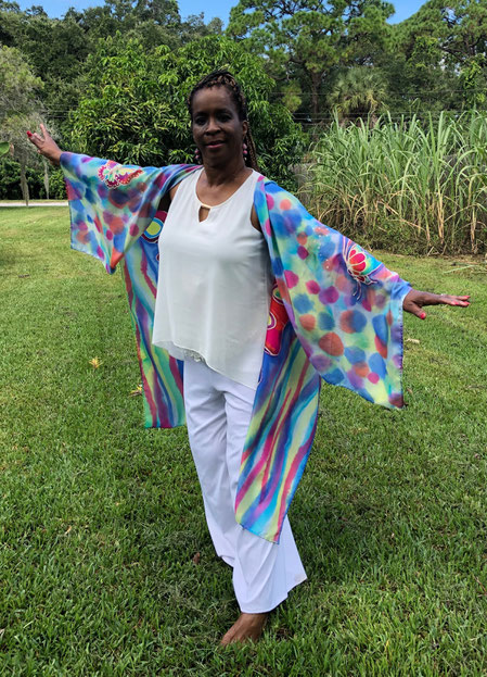 Silk robe with Butterfly and lots of color