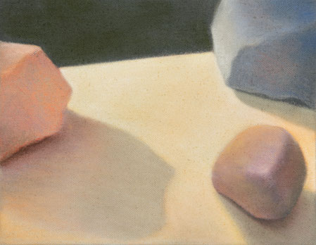 Steine, 2024, Pastell auf Leinwand, 45x35cm 