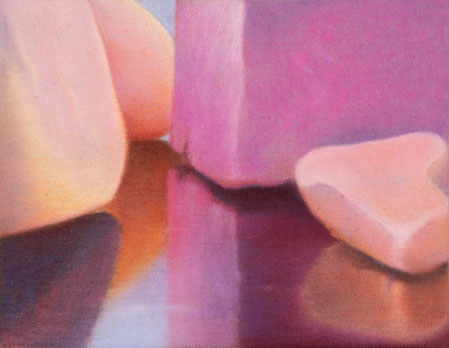 Steine, 2024, Pastell auf Leinwand, 45x35cm 