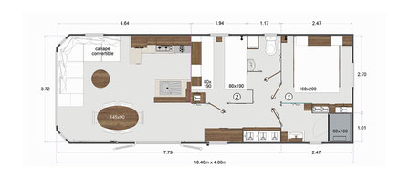 Plan du mobil-home Rapid'home Elite 1049