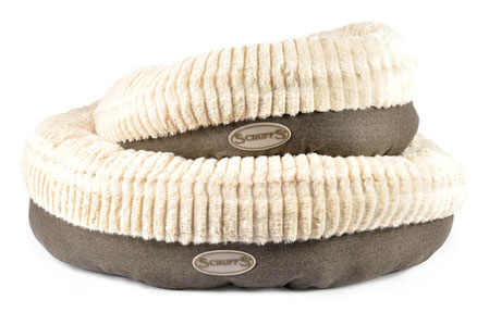 Hundebett rund Scruffs Ellen Donut Plüsch weich warm beige braun