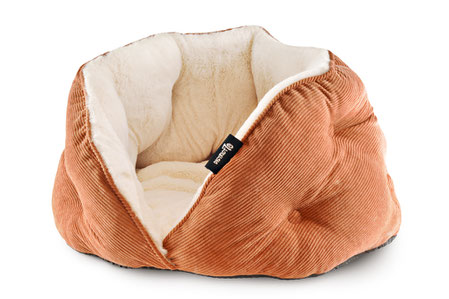 Hundebett Plüsch Kuschelhöhle terracotta Cord District 70