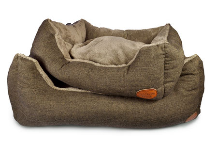 Hundebett Softbed Herringbone braun schwarz plüsch 51 Degrees North