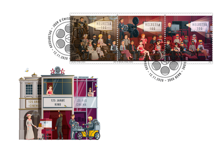 Ersttagsumschlag zur Briefmarke 125 Jahre Kino © Post CH Netz AG