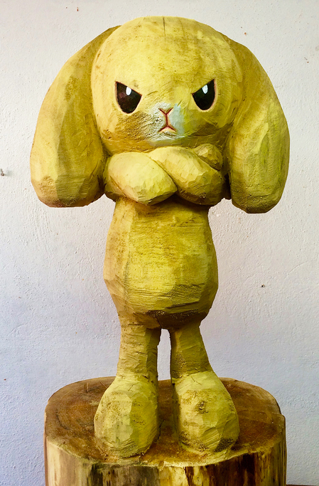 Don´t mess with my bunny, 2018, Weidenholz, 102 x 44 x 37 cm