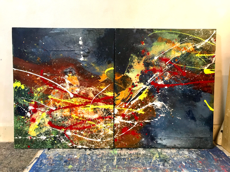 Titel: Grüße von Pollock, Acryl Mischtechnik 120cm x 200cm