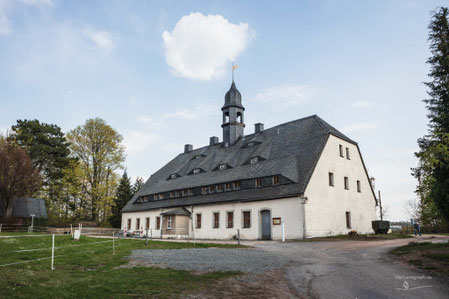 Huthaus der Beschert Glück Fundgrube Röschenschacht in Freiberg im Erzgebirge