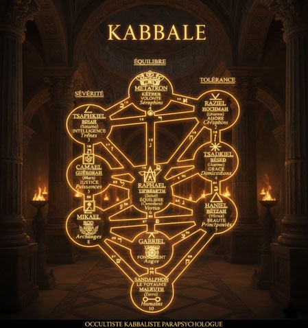 Représentation ésotérique de l'Arbre des Sephiroth dans le Temple de Salomon avec les archanges et les puissances planétaires, par Désiré Geoffroy à Montpellier | Hérault | France.