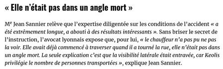 Article la tribune de lyon Johanna Barthélémy n'était pas dans l'angle mort du bus C3