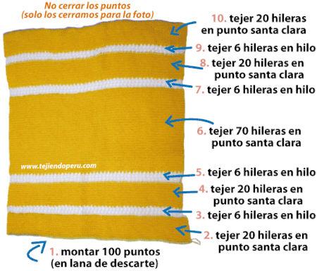 mantita en lana e hilo tejida en dos agujas