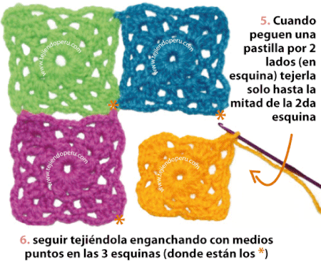 ﻿Cómo tejer una pastilla o motivo cuadrada a crochet o ganchillo