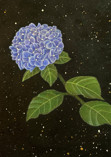 「久遠の庭　梅雨の宝石」雲母壁面画/170×120mm/￥55,000(税込)