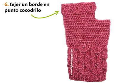 Cómo tejer mitones en punto cocodrilo o escamas  a crochet / Crochet crocodile stitch mittens