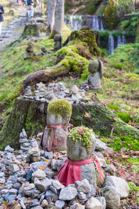 京都大原三千院の紅葉とお地蔵さん