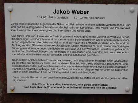 Tafel am Jakob-Weber-Denkmal