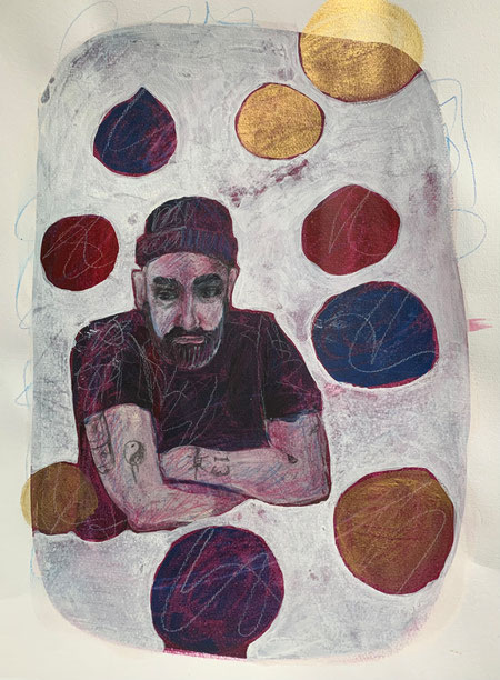 LEO 30 x 40 cm, acryl. graphit und farbstifte auf aquarellpapier. Preis gerahmt: 350.- 