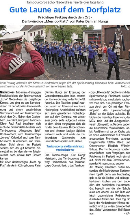 Blick Aktuell Niederdrees Tambourcorps Spielmannszug Echo