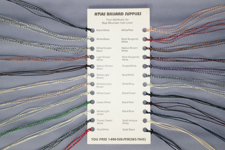 糸のサンプル。こちらはブルーマウンテン社。1990年代は糸を選ぶだけでも大変なほど豊富なバリエーションがあった
