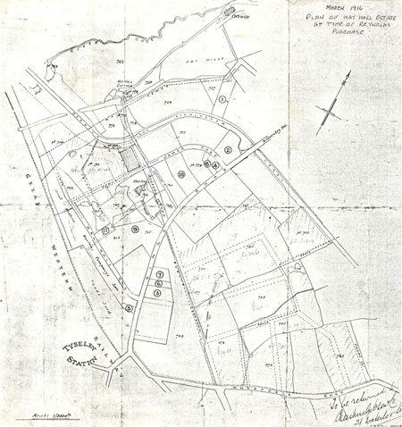 1916 plan of the Hay Hall estate (via K. Sprayson)