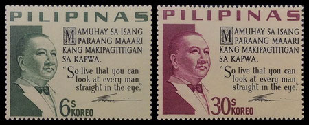 Mga Selyo ng Pilipinas: Pebrero 28, 1965 - Pampanguluhan Kredo III / Elpidio Quirino - Set ng 2 selyo - Malaking Imahen – Philippine stamps