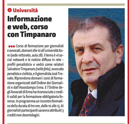 Conferenza-Aggiornamento Ordine Regionale dei Giornalisti e Assostampa - Università Kore Enna  