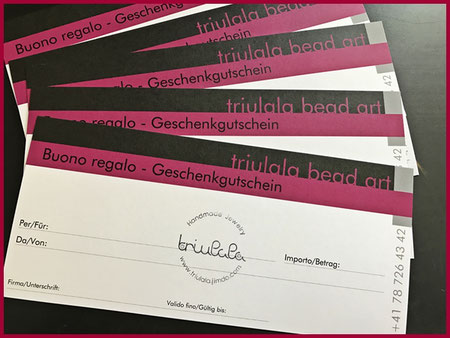 Buono regalo per bigiotteria realizzata a mano da Triulala