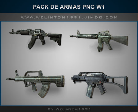 Pack De Armas PNG W1 photoshop · Diseños · Packs · Recursos · PNG · Armas · 32