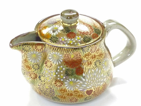九谷焼【多用途急須】小 加賀のお殿様・お姫様気分(金花詰)【裏絵】