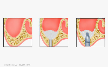 Sinus-Lift: Anhebung des Kieferhöhlenbodens mit Knochen oder Knochen-Ersatzmaterial