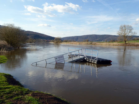 April 2016, Hochwasser an der Oberweser, Steiger Weißehütte